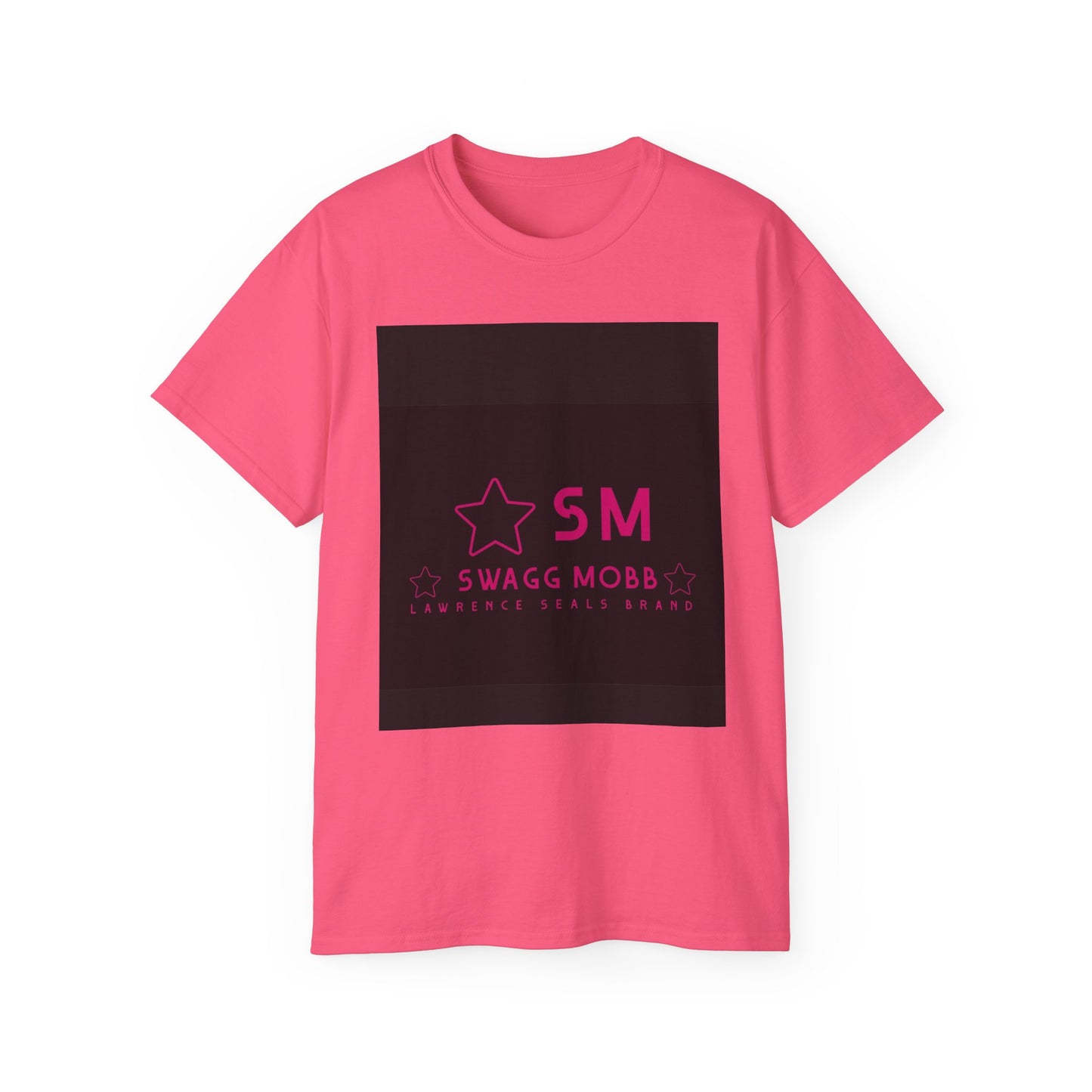 SM Swagg Mobb Logo Tee — Pink Star Logo Cotton T-Shirt