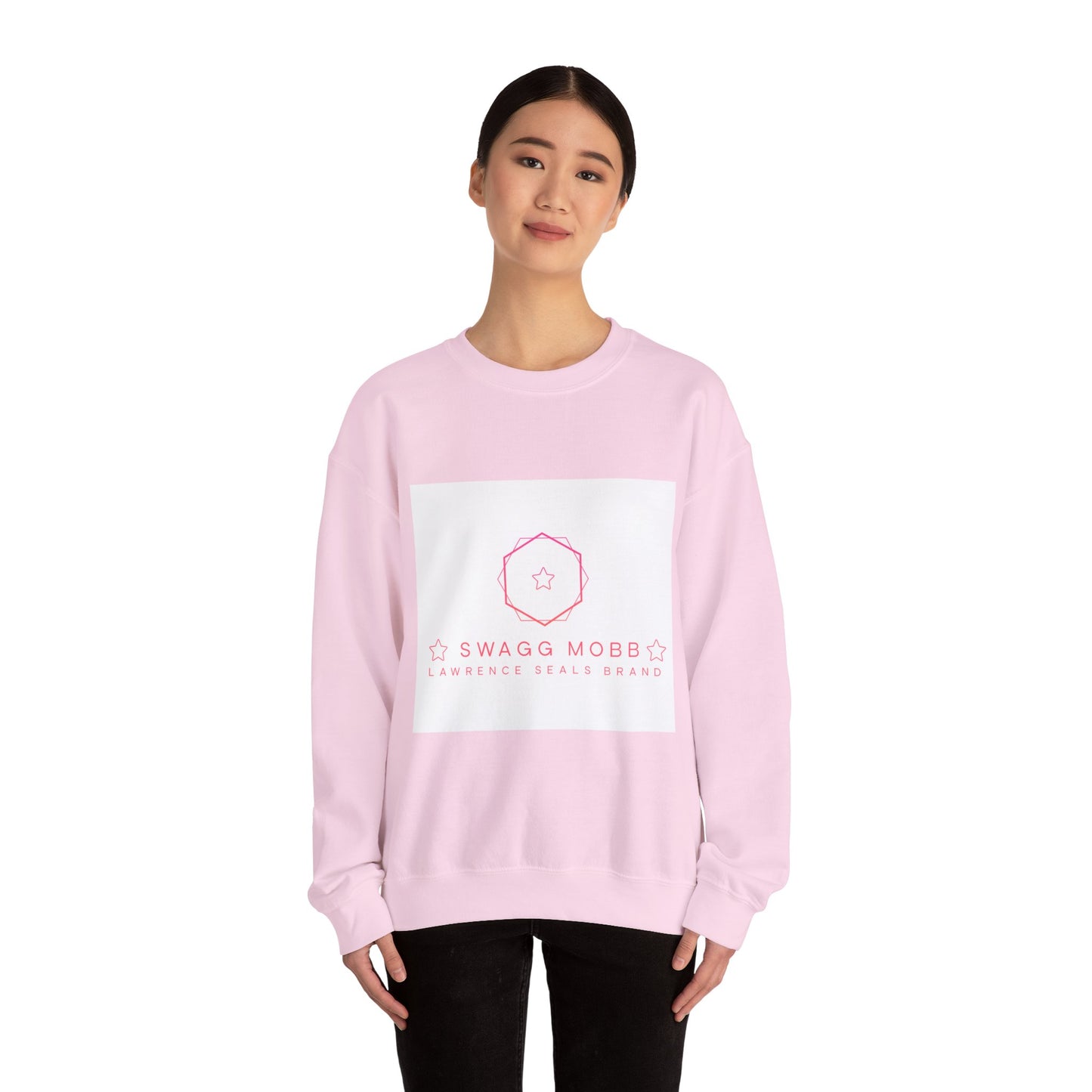 Crewneck Sweatshirt — Minimal Pink “Swagg Mobb” Logo