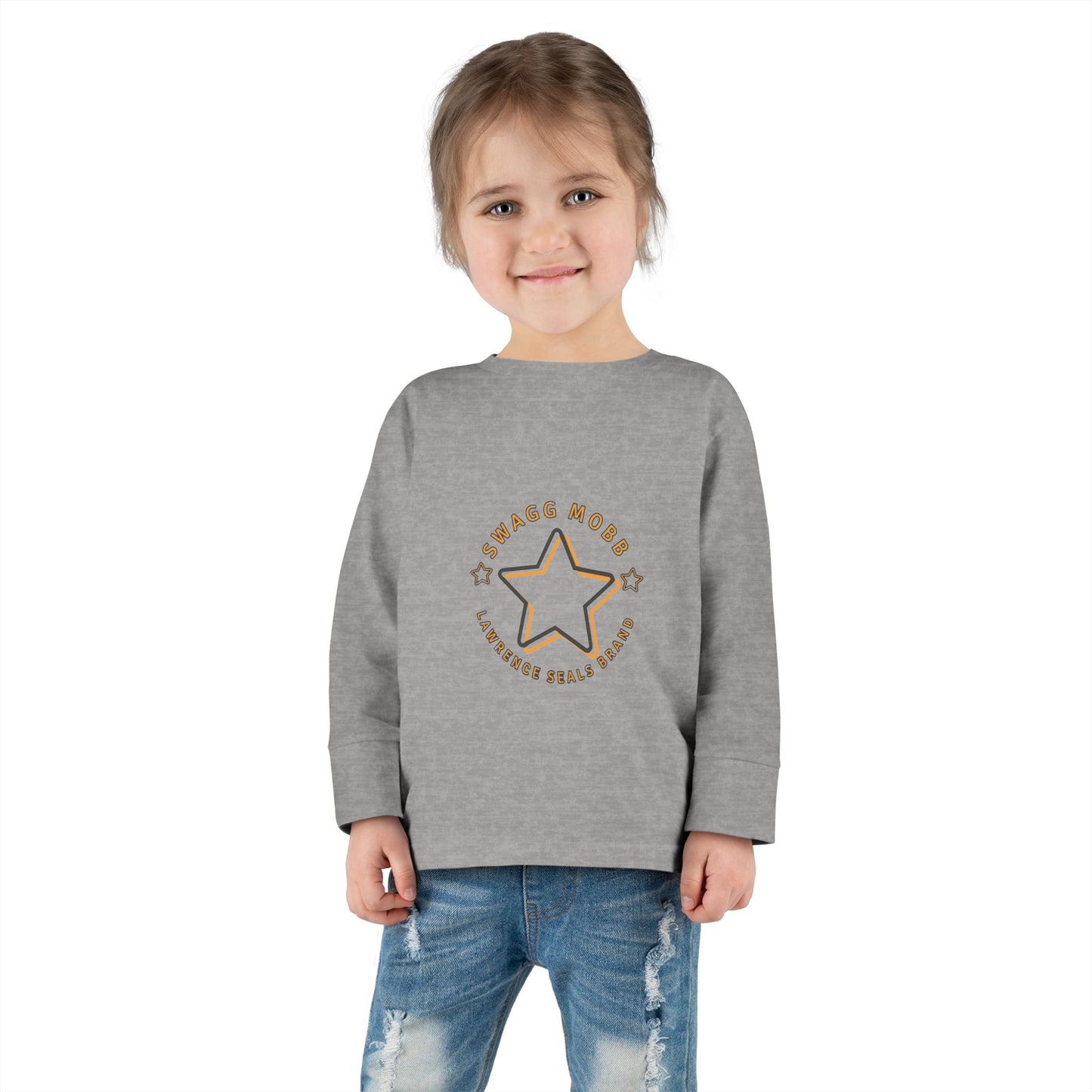 Star-Embellished Toddler Long Sleeve Tee, Cute Kids Apparel, Baby Shower Gift, Comfortable Everyday Wear, Playtime Fashion