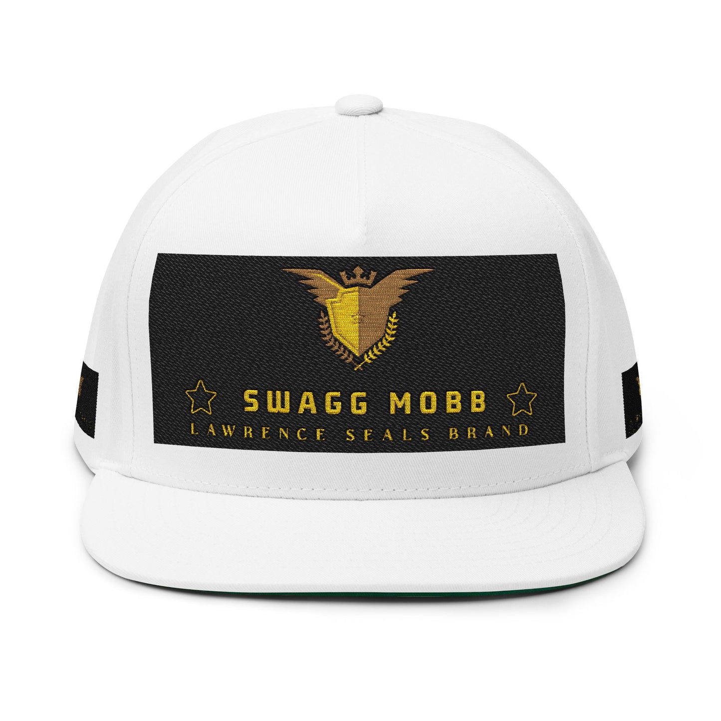 Swagg Mobb Embroidered Flat Bill Cap — Gold Eagle Logo Snapback