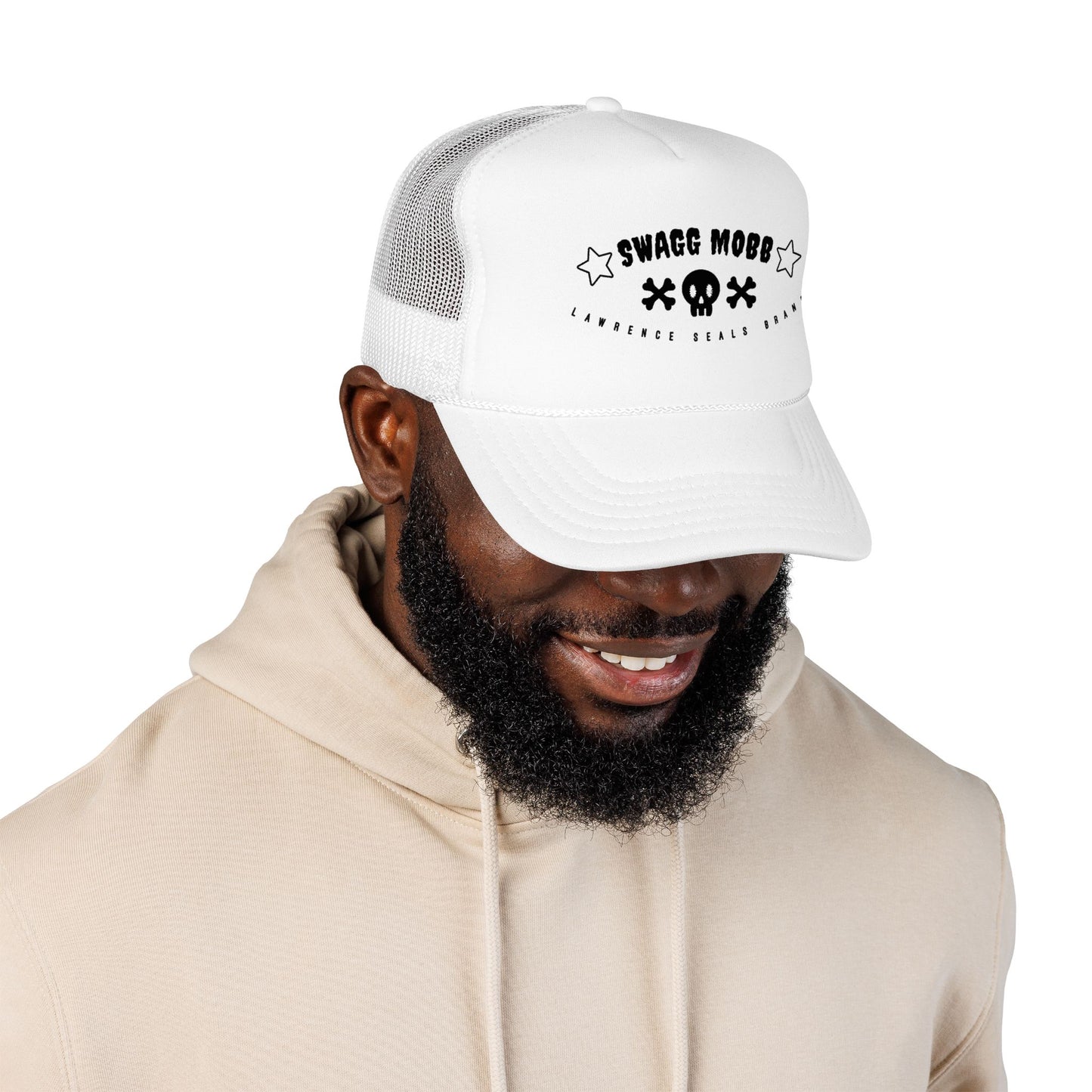 Swagg Mobb Skull Trucker Hat — Retro Punk Foam Mesh Cap