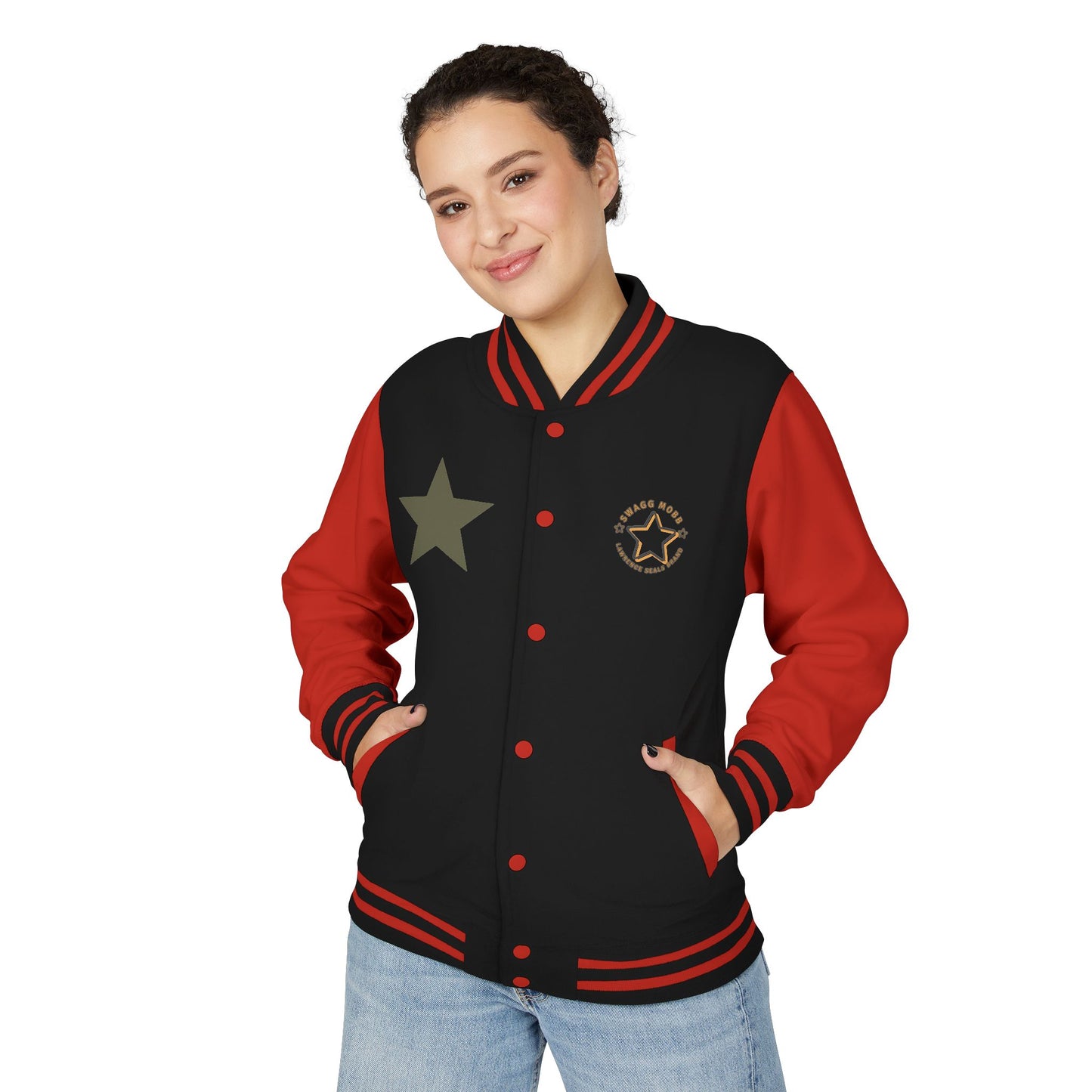 Unisex Heavyweight Letterman Jacket - Stylish Star & Badge Design, Sports Apparel, Cozy Layer, Perfect Gift for Graduations, Birthdays