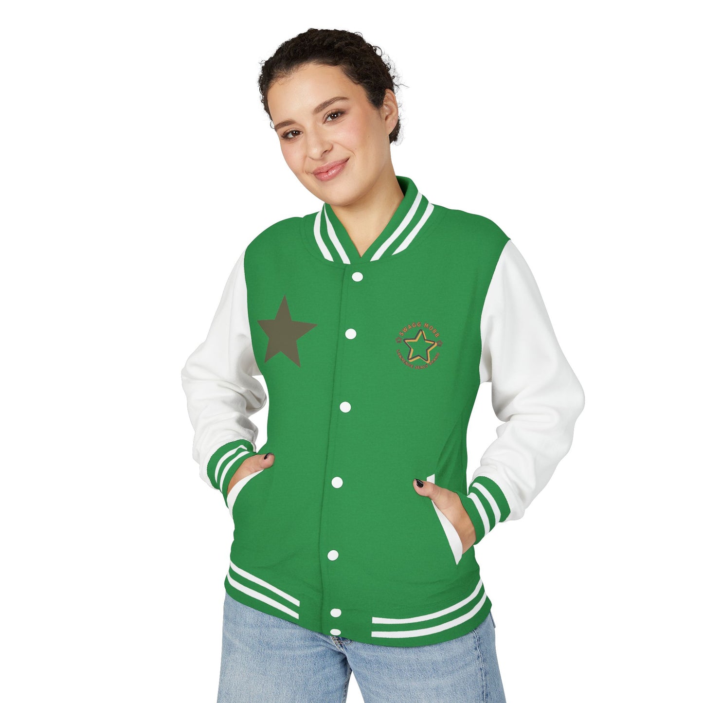 Unisex Heavyweight Letterman Jacket - Stylish Star & Badge Design, Sports Apparel, Cozy Layer, Perfect Gift for Graduations, Birthdays