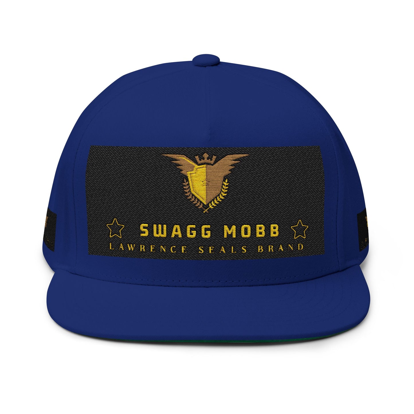 Swagg Mobb Embroidered Flat Bill Cap — Gold Eagle Logo Snapback
