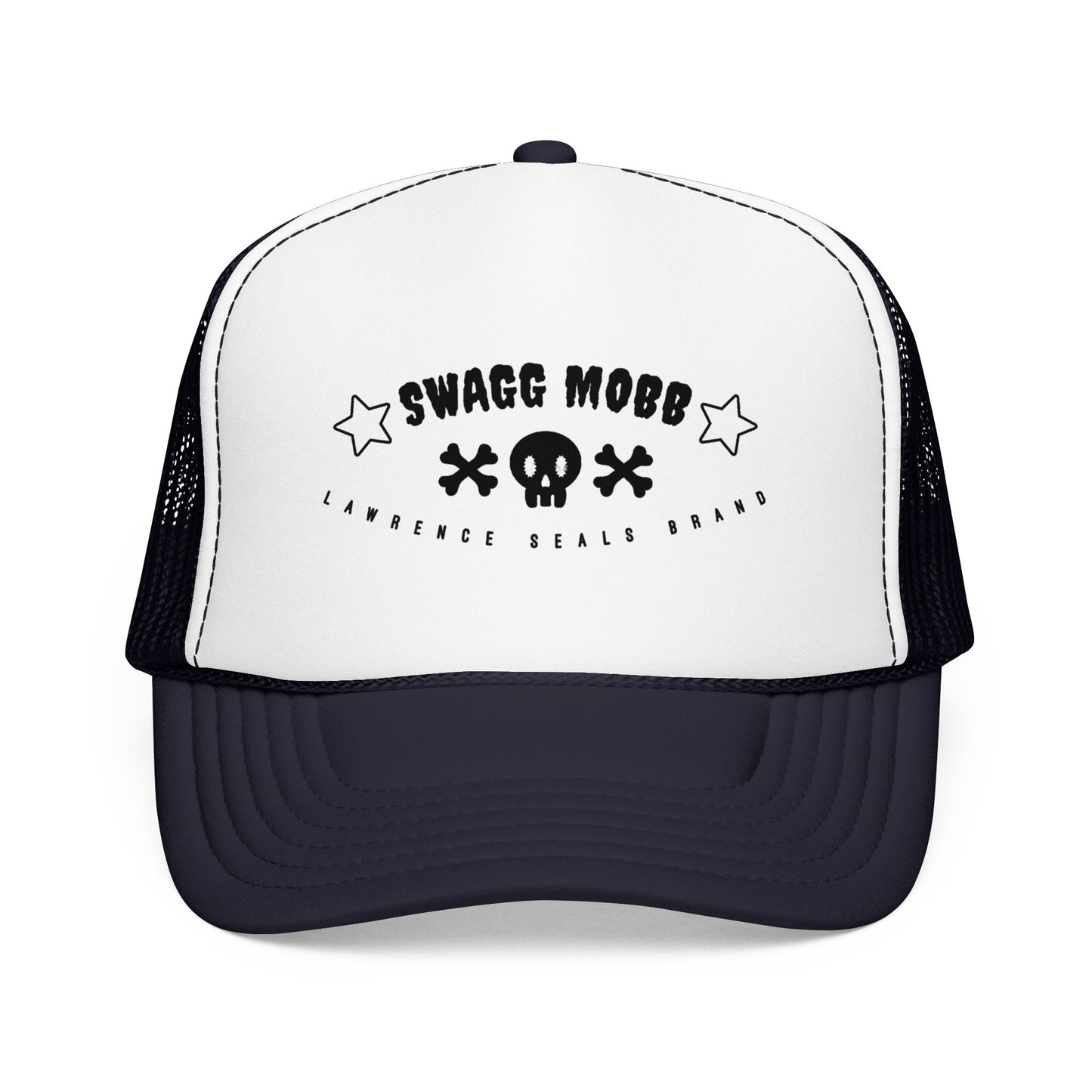 Swagg Mobb Skull Trucker Hat — Retro Punk Foam Mesh Cap