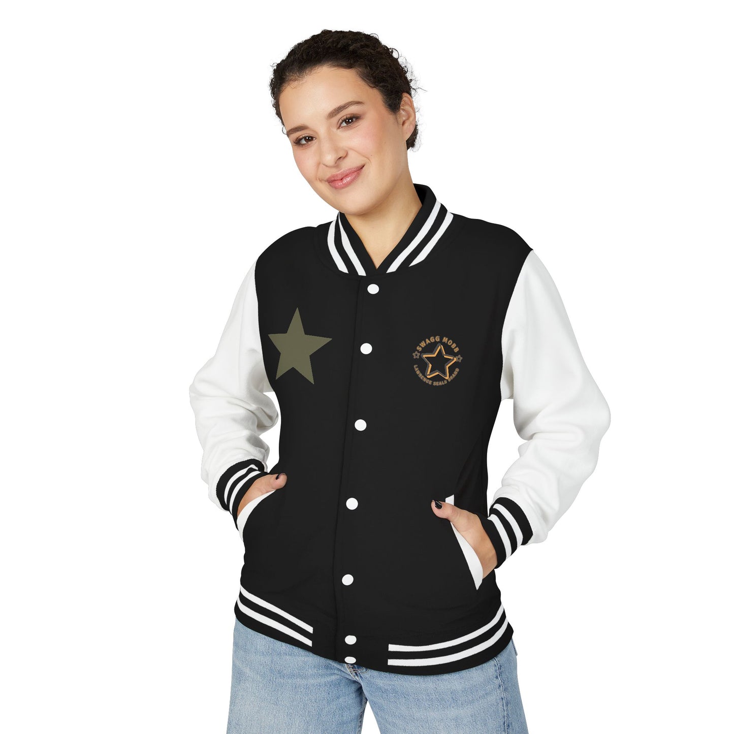 Unisex Heavyweight Letterman Jacket - Stylish Star & Badge Design, Sports Apparel, Cozy Layer, Perfect Gift for Graduations, Birthdays