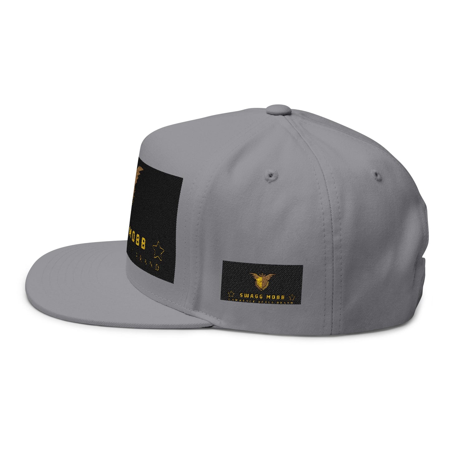 Swagg Mobb Embroidered Flat Bill Cap — Gold Eagle Logo Snapback