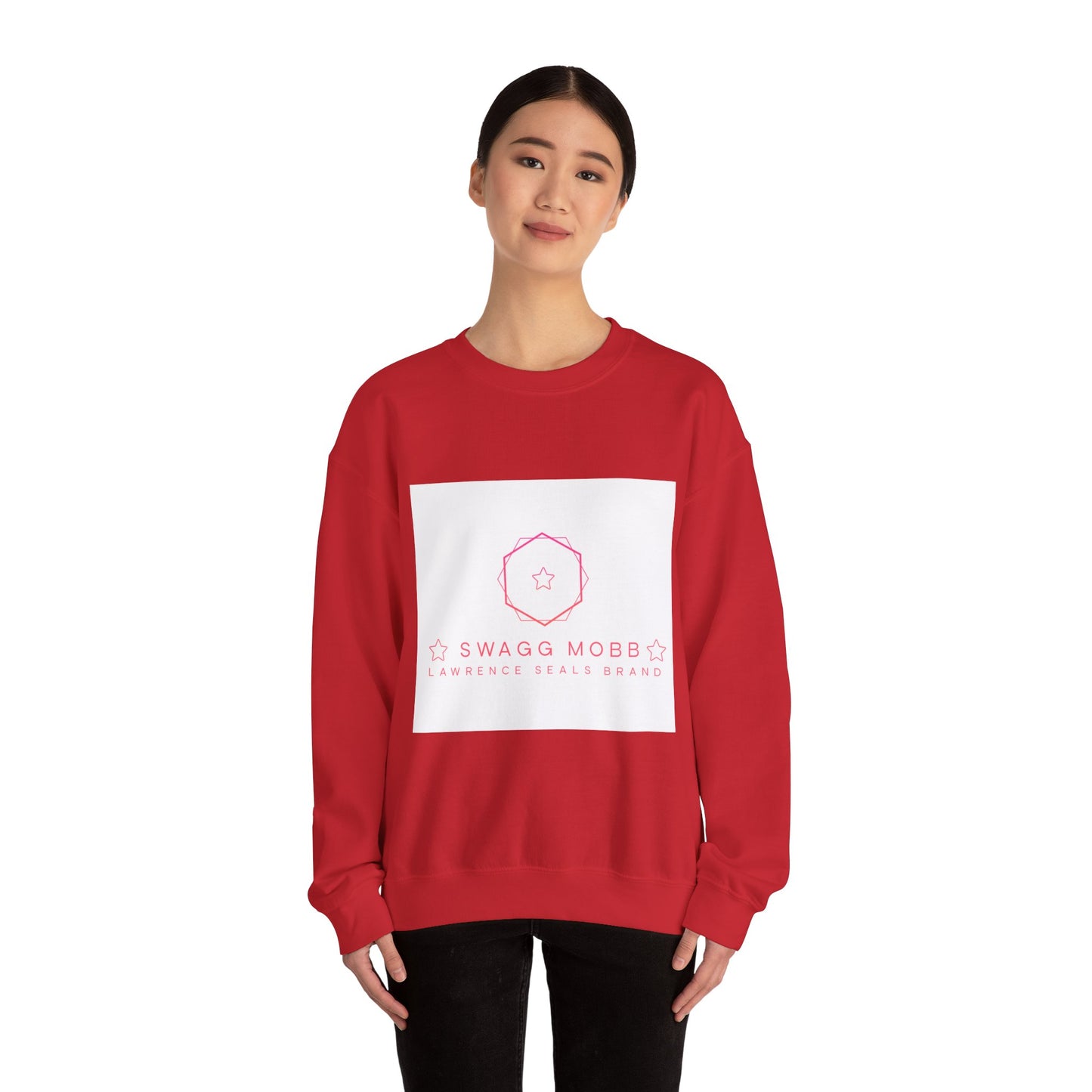 Crewneck Sweatshirt — Minimal Pink “Swagg Mobb” Logo
