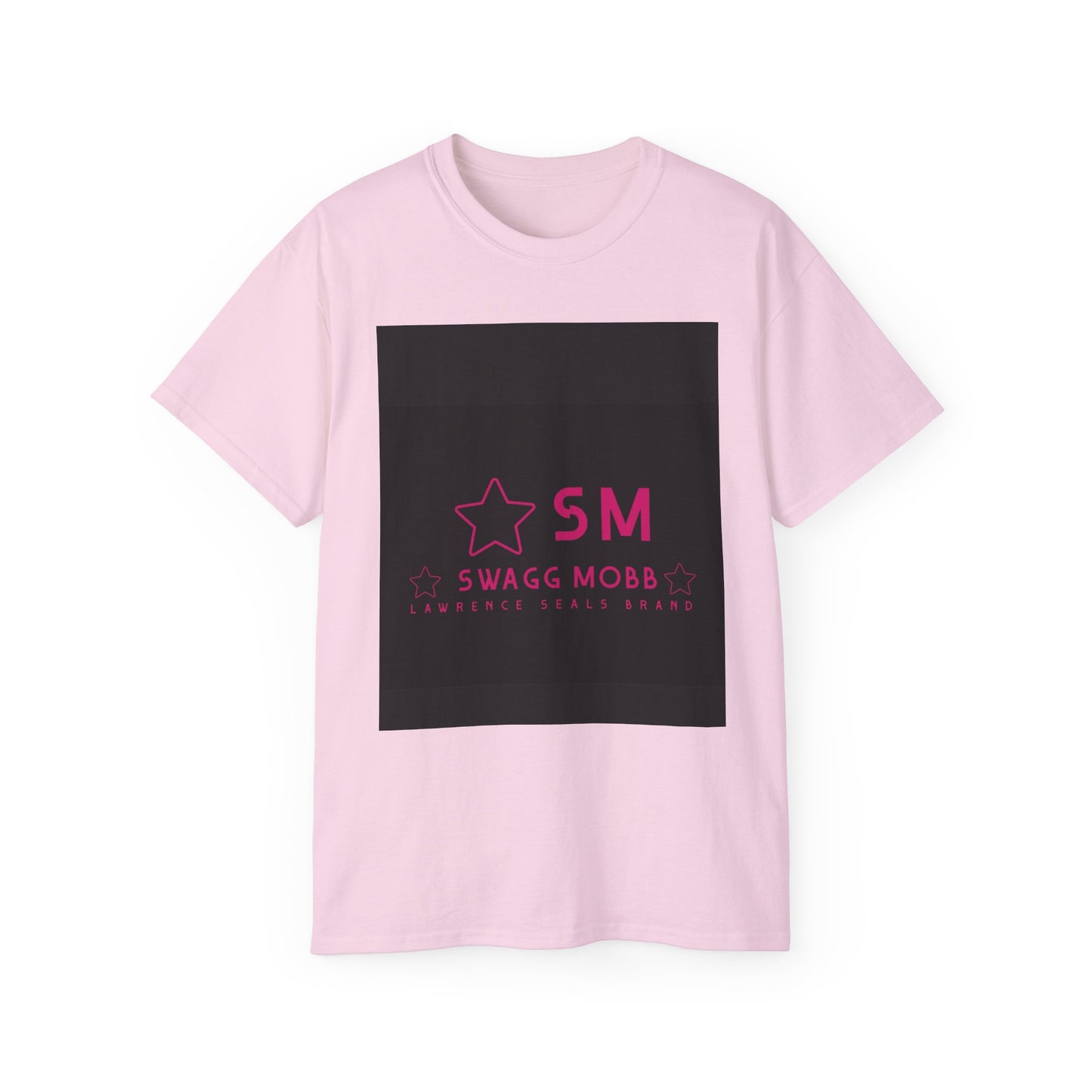 SM Swagg Mobb Logo Tee — Pink Star Logo Cotton T-Shirt