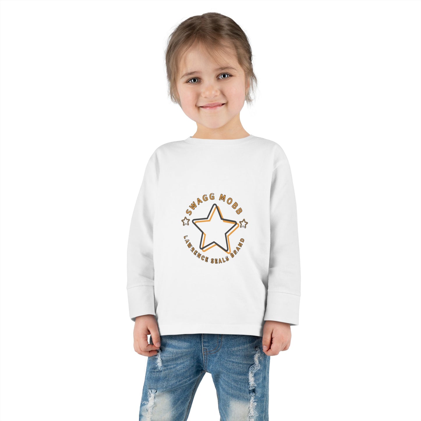 Star-Embellished Toddler Long Sleeve Tee, Cute Kids Apparel, Baby Shower Gift, Comfortable Everyday Wear, Playtime Fashion