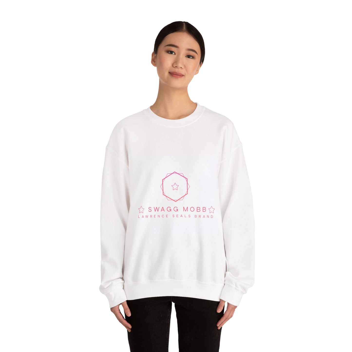Crewneck Sweatshirt — Minimal Pink “Swagg Mobb” Logo