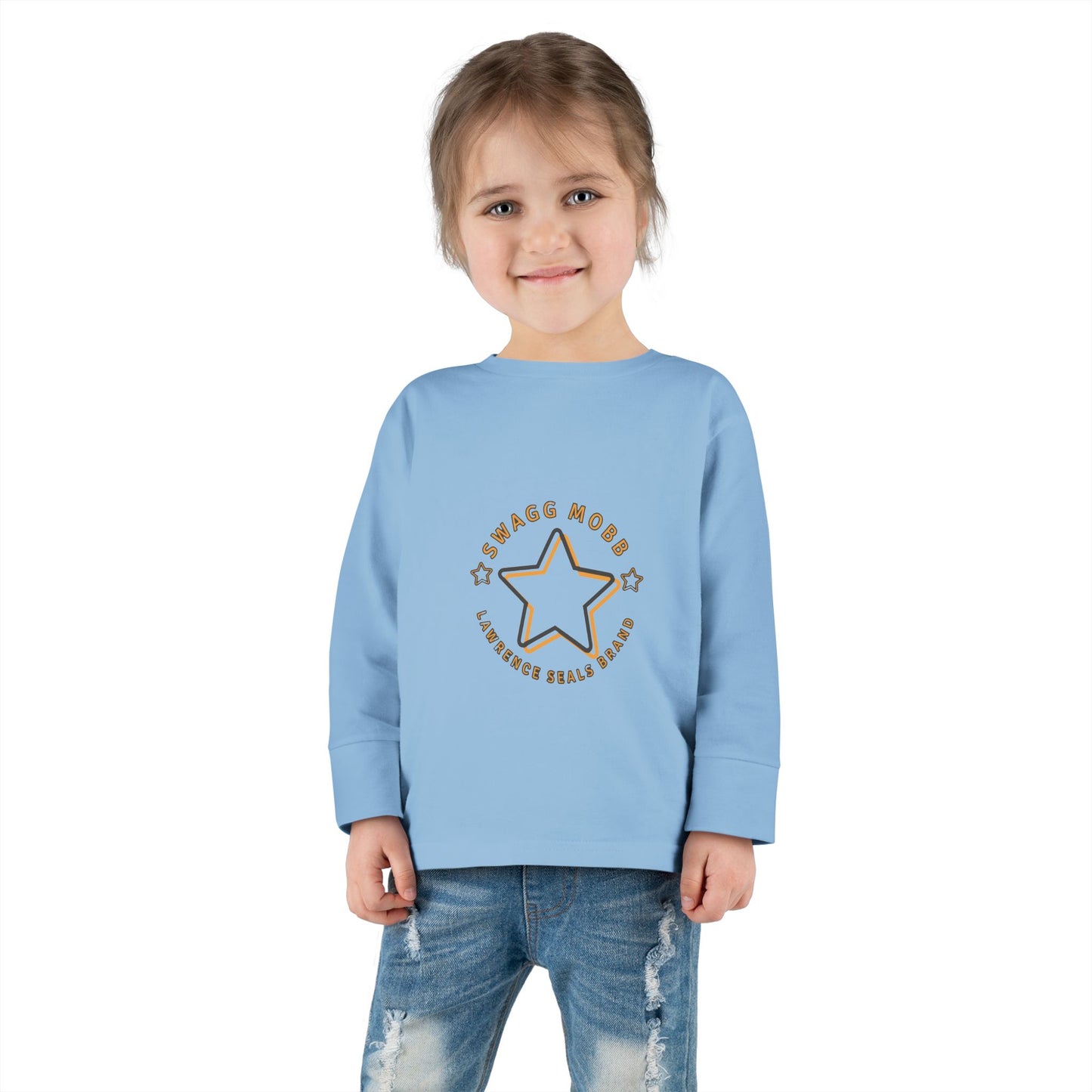 Star-Embellished Toddler Long Sleeve Tee, Cute Kids Apparel, Baby Shower Gift, Comfortable Everyday Wear, Playtime Fashion