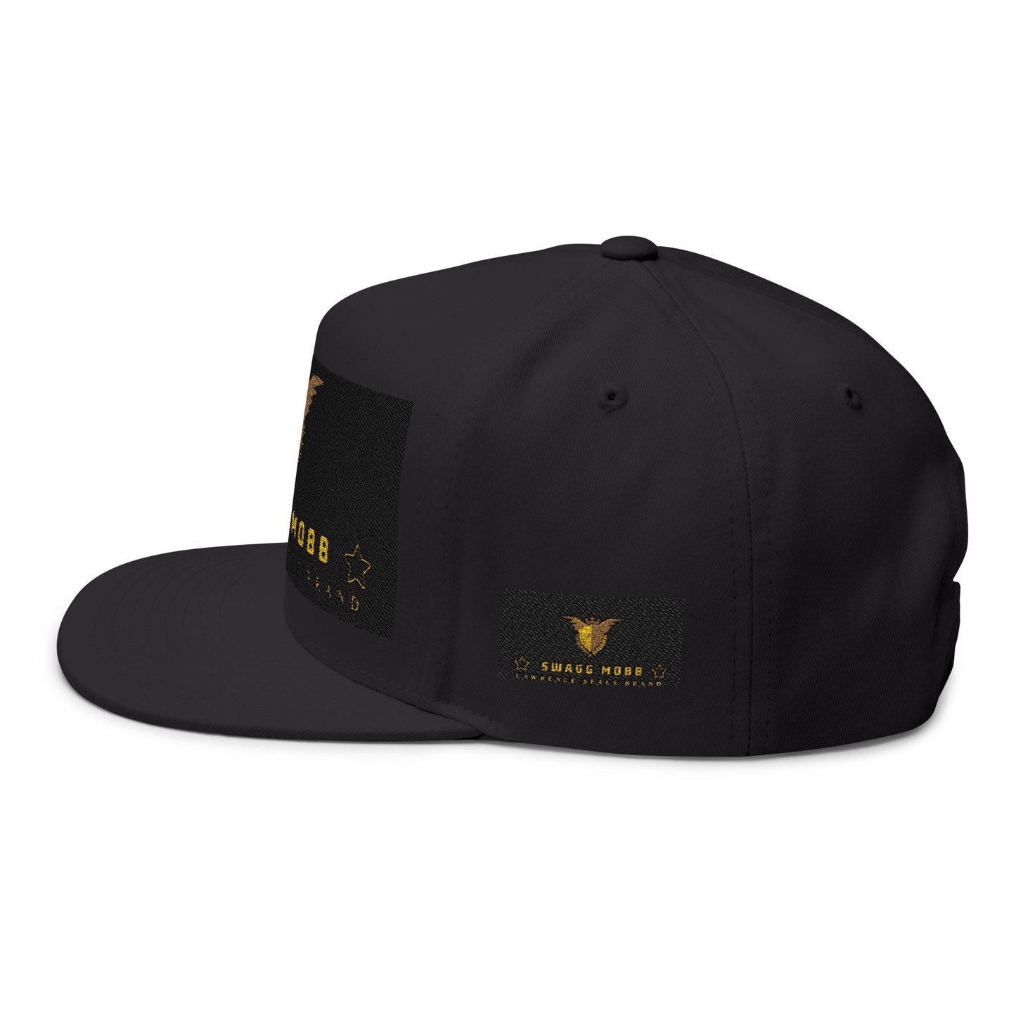 Swagg Mobb Embroidered Flat Bill Cap — Gold Eagle Logo Snapback