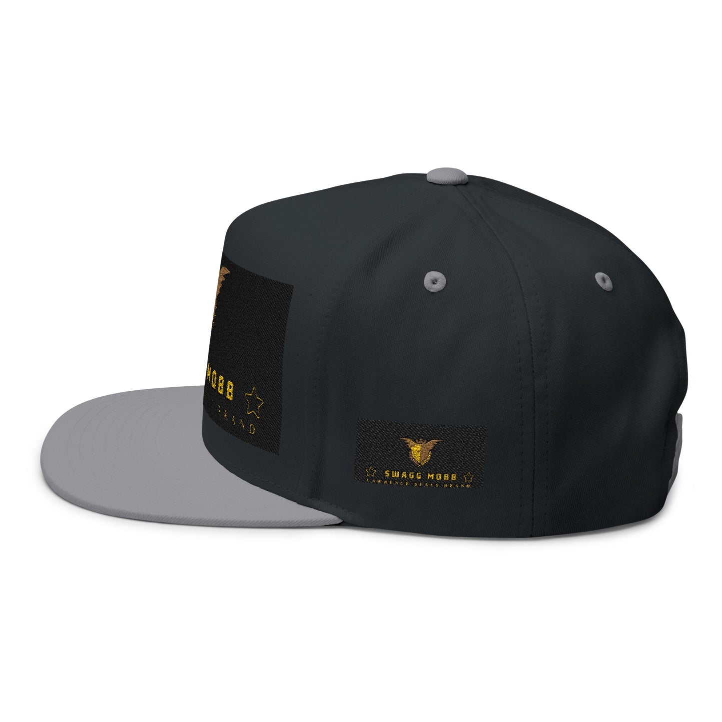 Swagg Mobb Embroidered Flat Bill Cap — Gold Eagle Logo Snapback