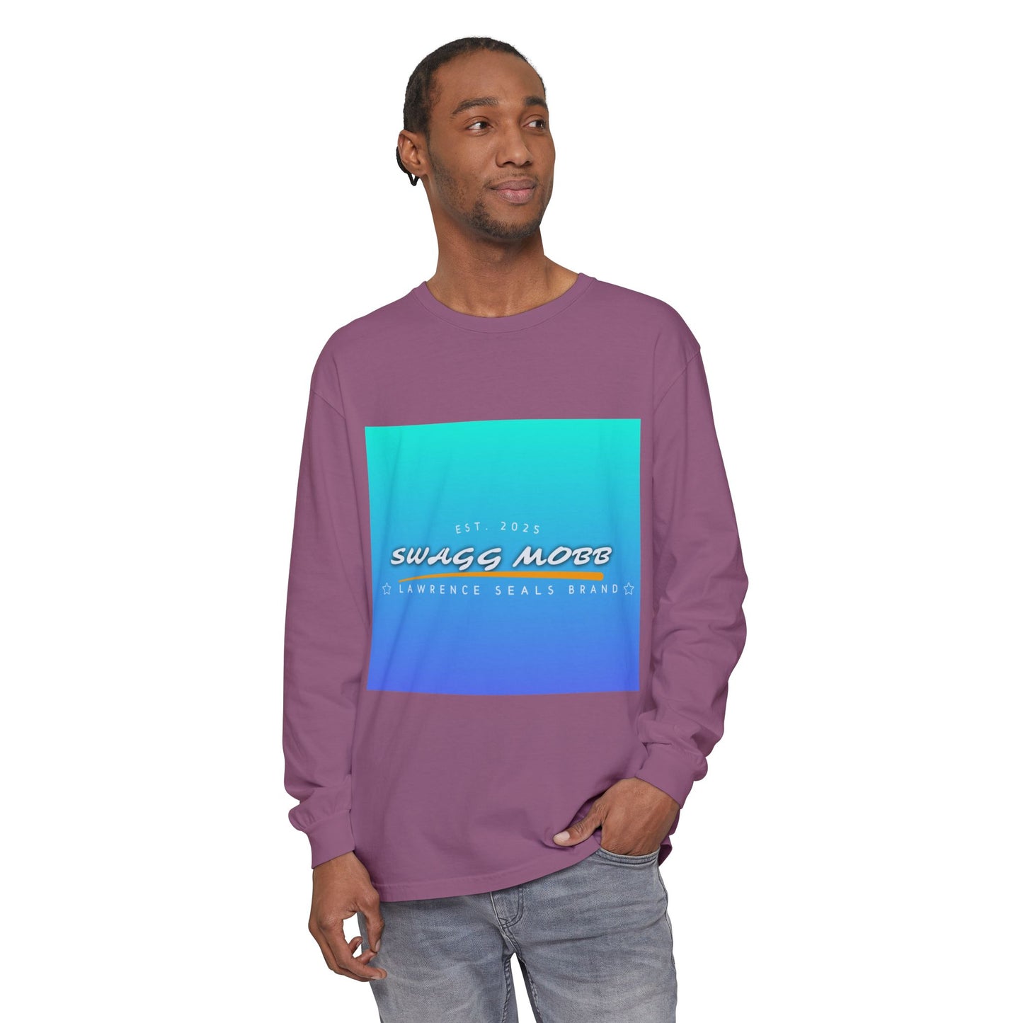Trendy Long Sleeve T-Shirt with SWAGG MOBB Design, Casual Wear, Street Style, Gift for Friends, Urban Fashion