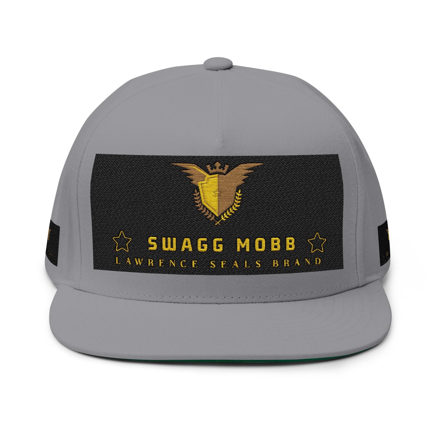 Swagg Mobb Embroidered Flat Bill Cap — Gold Eagle Logo Snapback