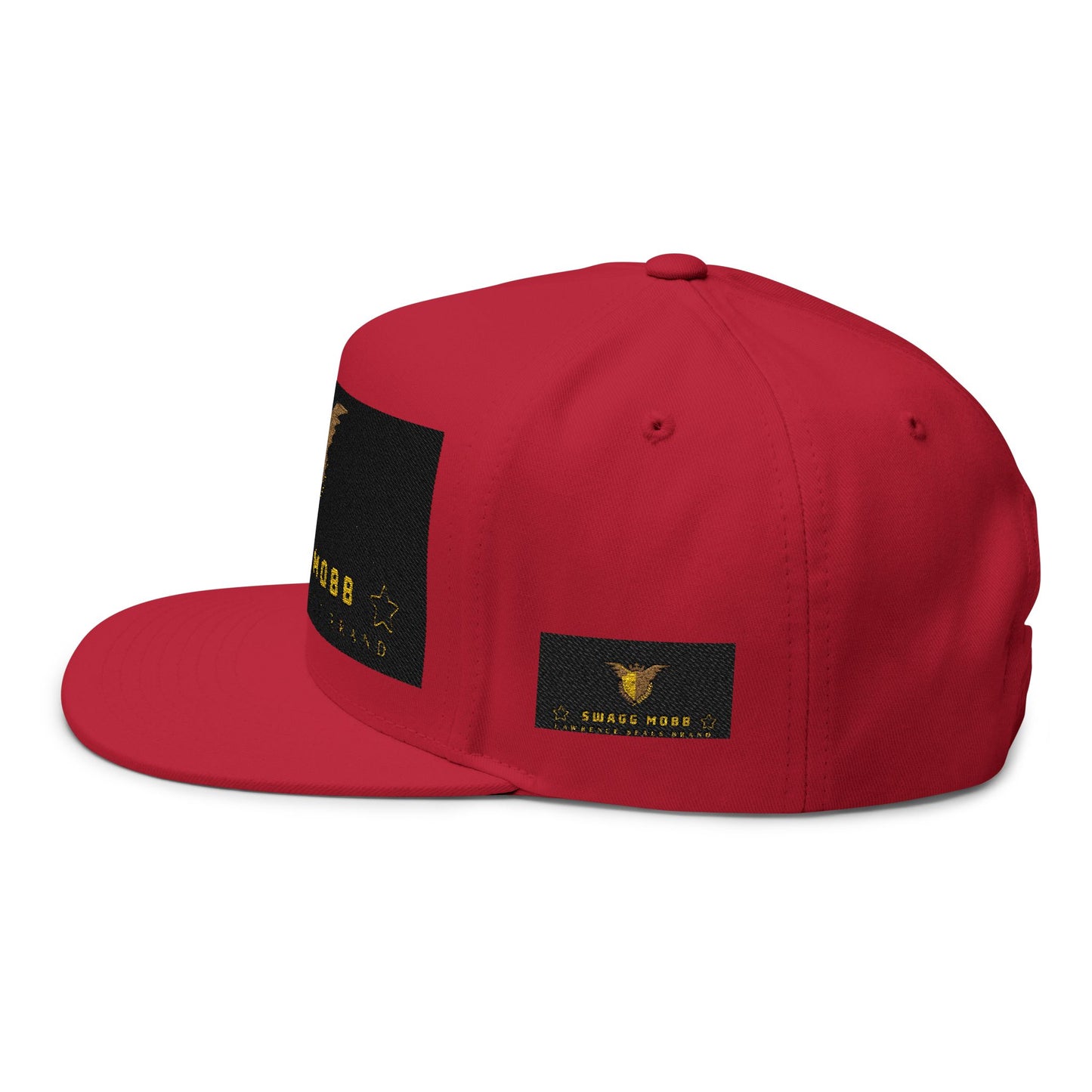 Swagg Mobb Embroidered Flat Bill Cap — Gold Eagle Logo Snapback