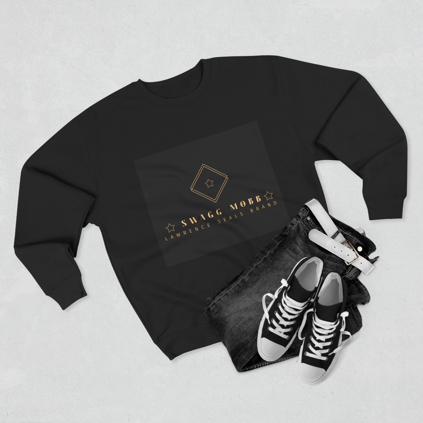 Luxury Logo Sweatshirt — Gold Emblem Crewneck