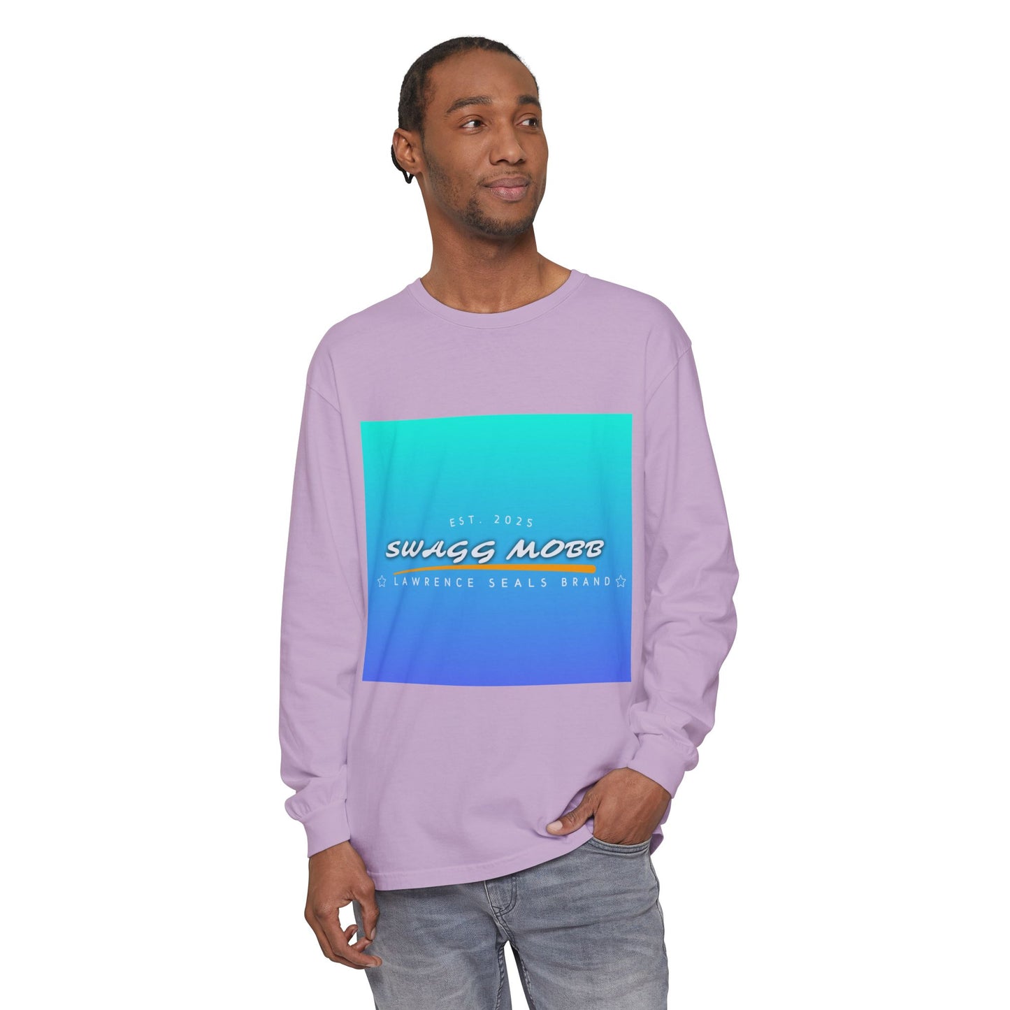 Trendy Long Sleeve T-Shirt with SWAGG MOBB Design, Casual Wear, Street Style, Gift for Friends, Urban Fashion