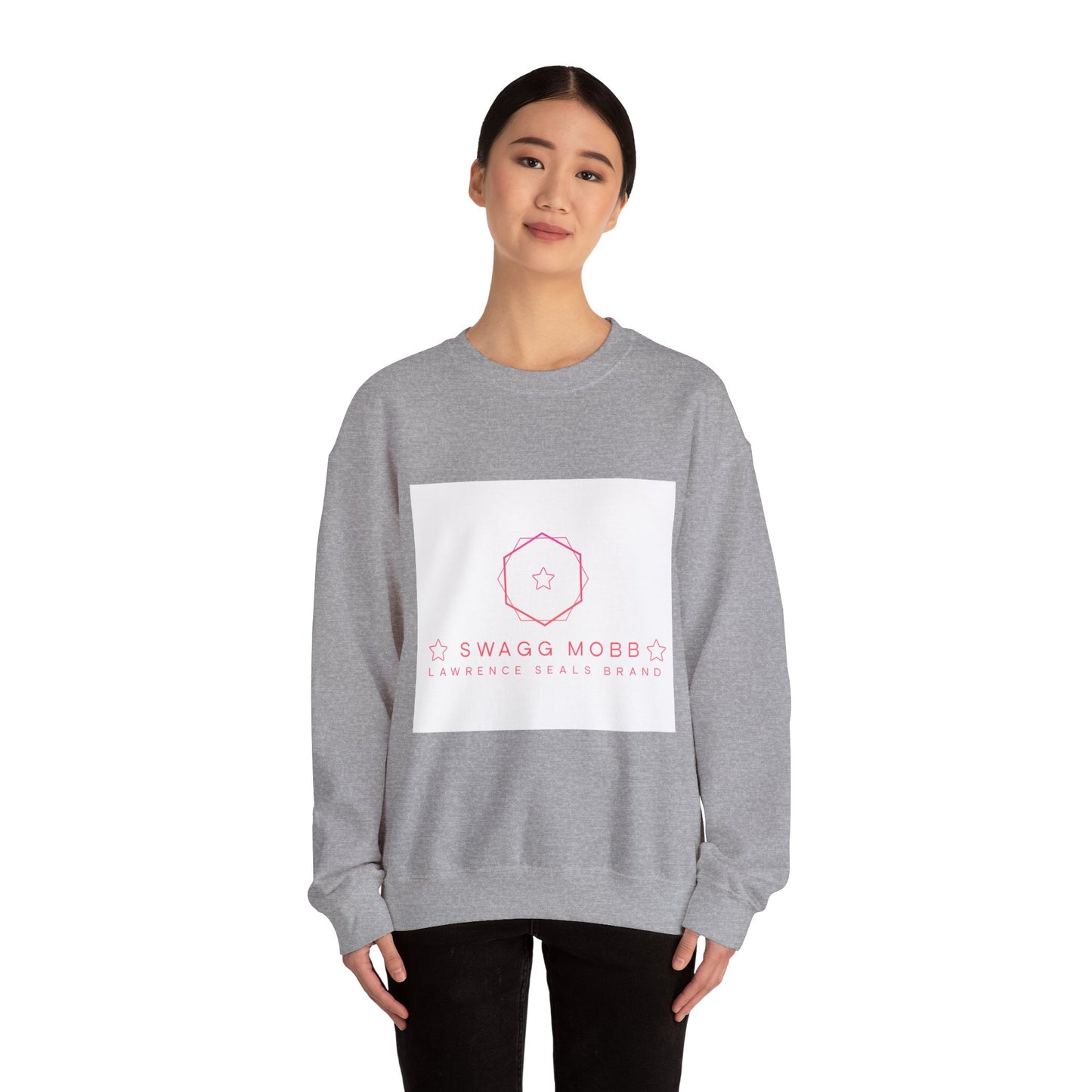 Crewneck Sweatshirt — Minimal Pink “Swagg Mobb” Logo