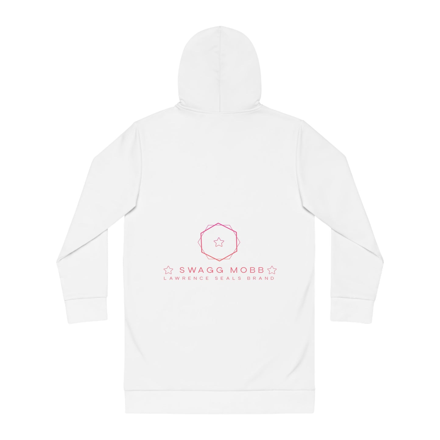 Hoodie Dress — Minimal Pink Floral Emblem Cozy Tunic