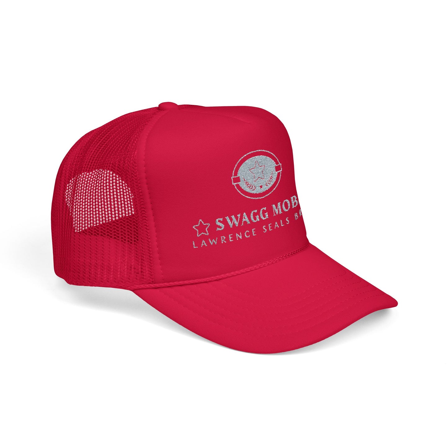 Swagg Mobb Embroidered Trucker Hat - Foam Mesh Cap with 'Lawrence Seals Brand' Patch