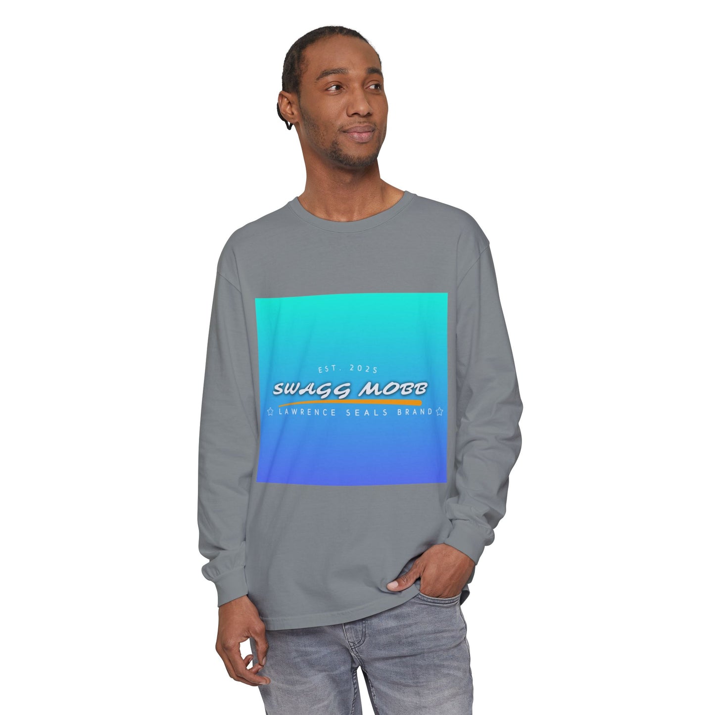 Trendy Long Sleeve T-Shirt with SWAGG MOBB Design, Casual Wear, Street Style, Gift for Friends, Urban Fashion