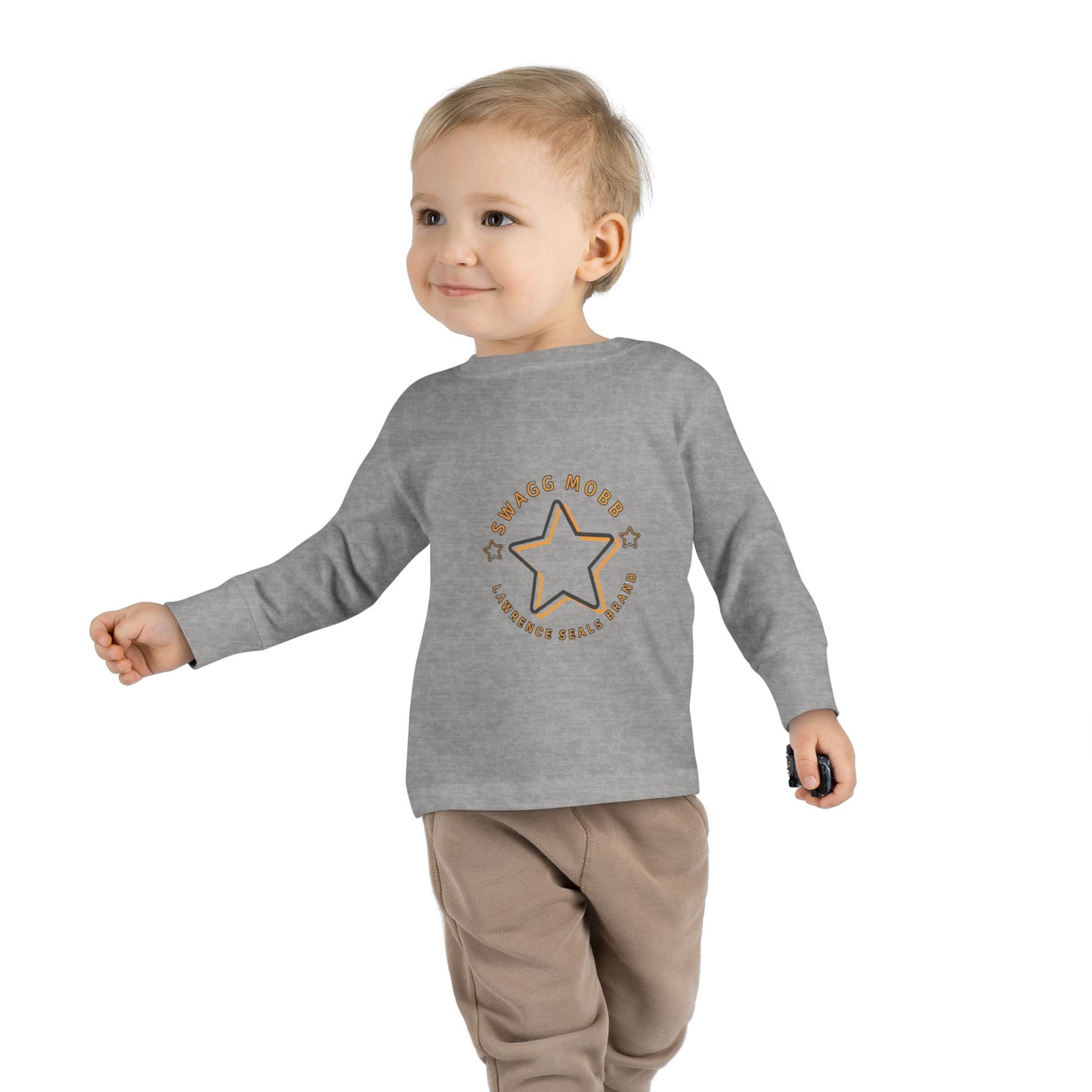 Star-Embellished Toddler Long Sleeve Tee, Cute Kids Apparel, Baby Shower Gift, Comfortable Everyday Wear, Playtime Fashion