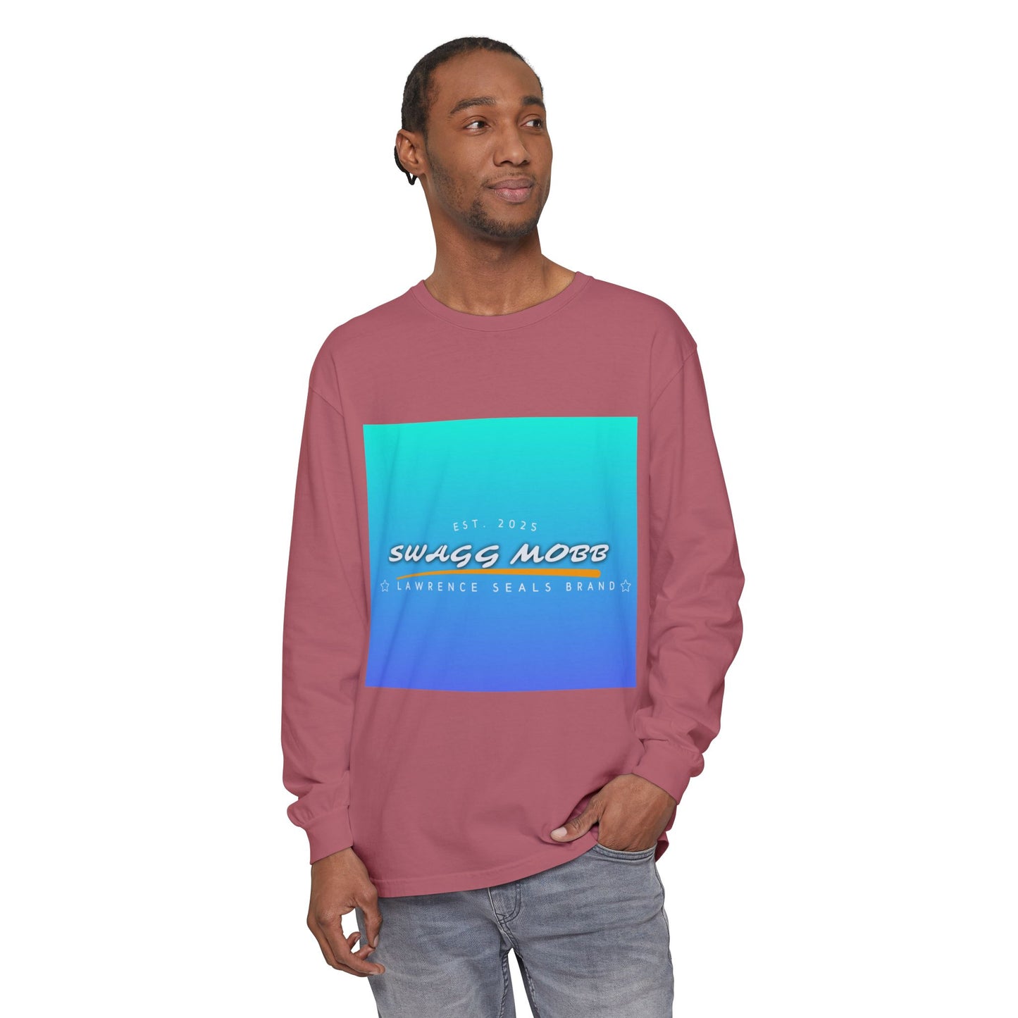 Trendy Long Sleeve T-Shirt with SWAGG MOBB Design, Casual Wear, Street Style, Gift for Friends, Urban Fashion