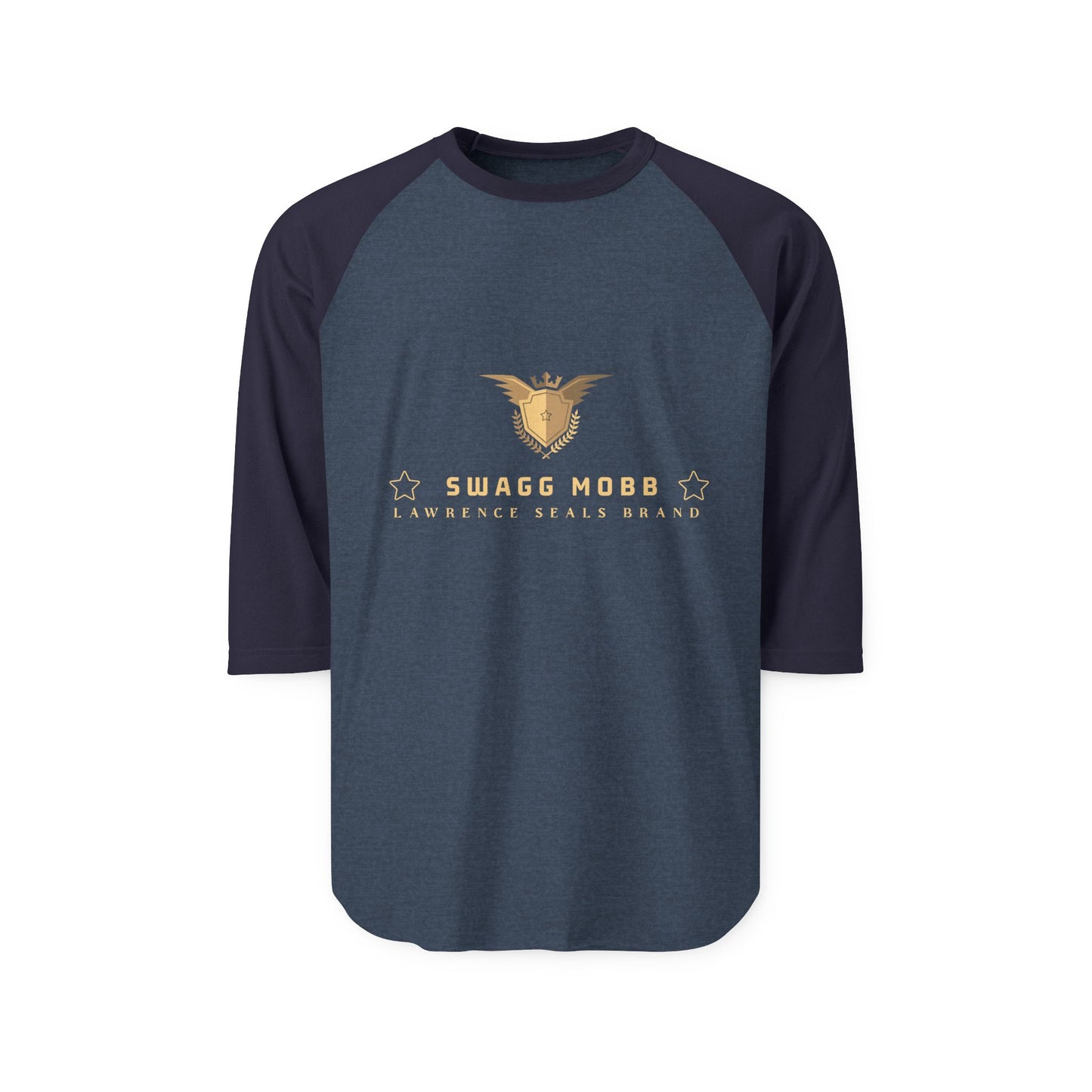 Swagg Mobb Eagle Logo Raglan Shirt — Vintage Golden Graphic 3/4 Sleeve