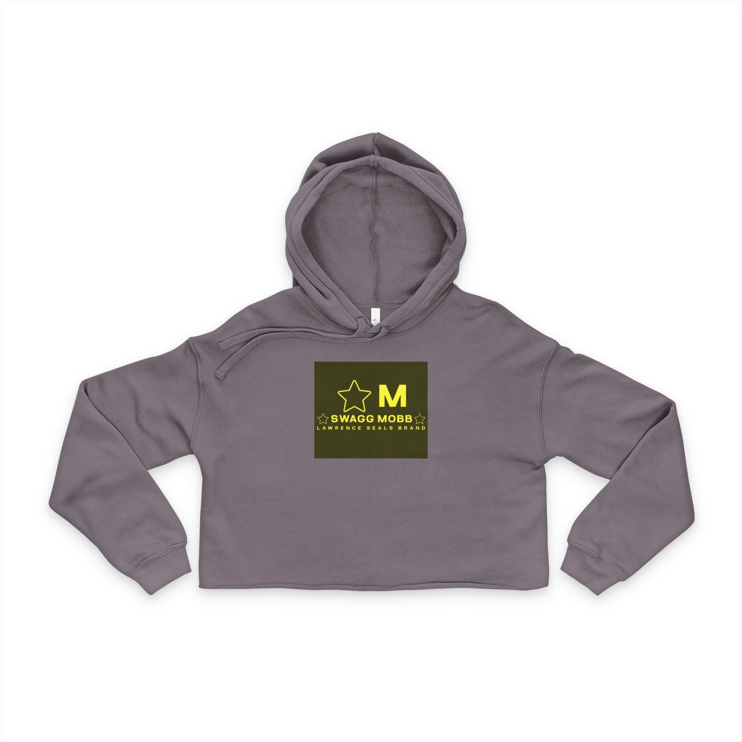 Cropped Hoodie — Olive 'SWAGG MOBB' Star Logo Women's Streetwear