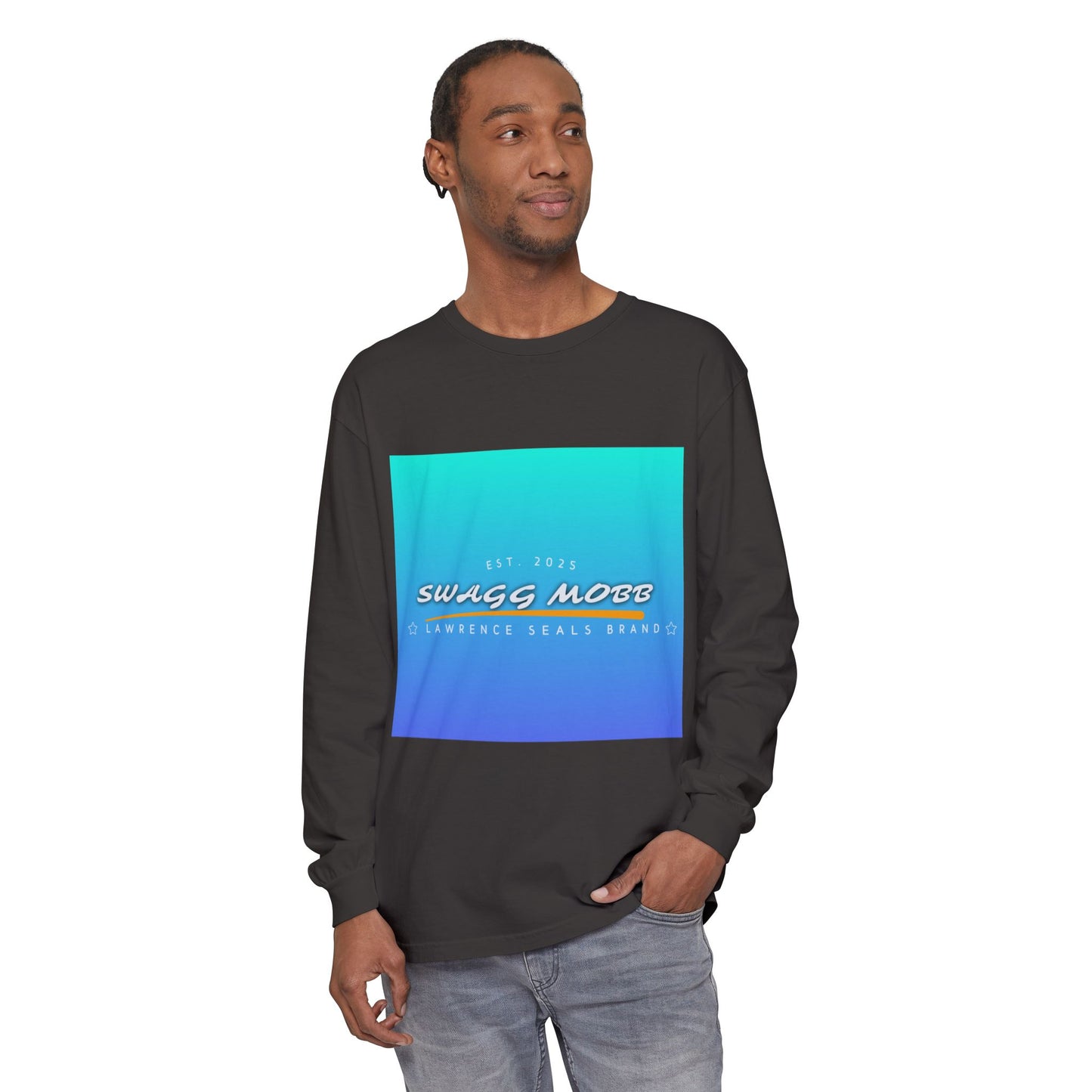 Trendy Long Sleeve T-Shirt with SWAGG MOBB Design, Casual Wear, Street Style, Gift for Friends, Urban Fashion
