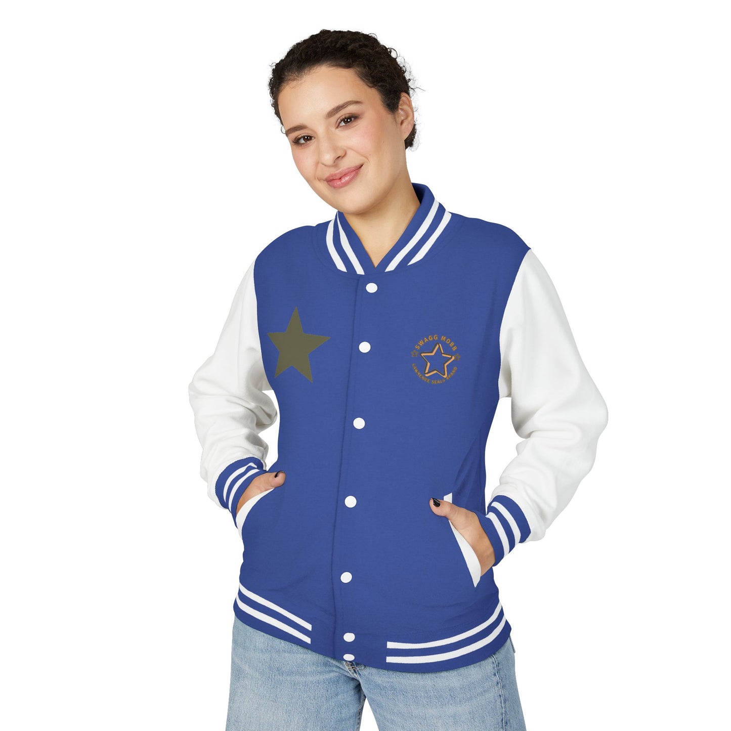 Unisex Heavyweight Letterman Jacket - Stylish Star & Badge Design, Sports Apparel, Cozy Layer, Perfect Gift for Graduations, Birthdays