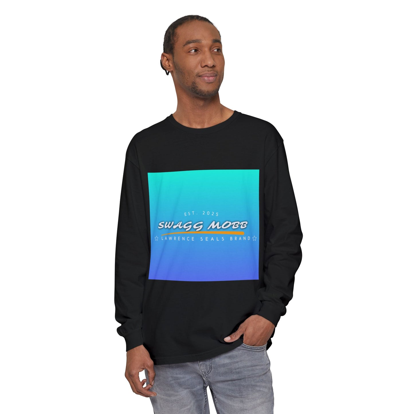 Trendy Long Sleeve T-Shirt with SWAGG MOBB Design, Casual Wear, Street Style, Gift for Friends, Urban Fashion