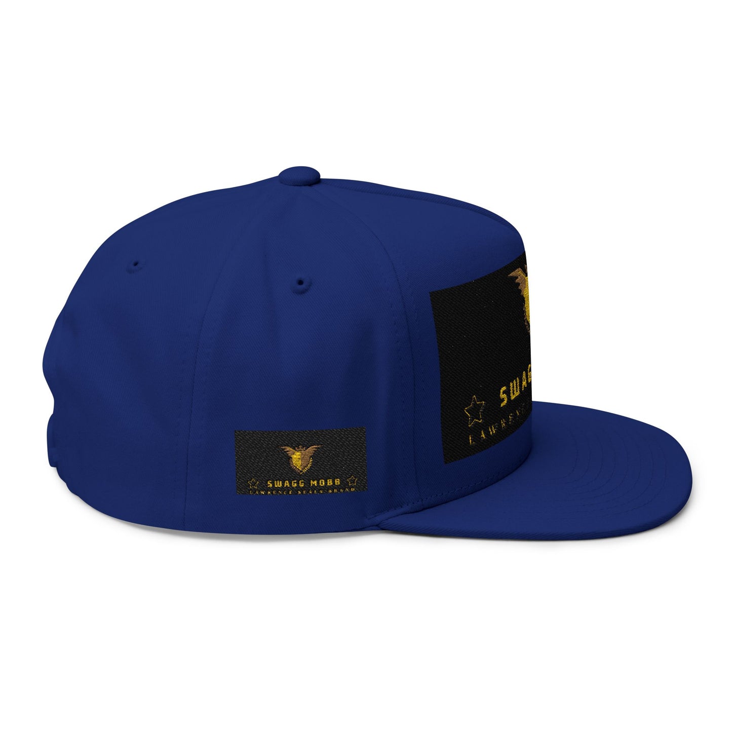 Swagg Mobb Embroidered Flat Bill Cap — Gold Eagle Logo Snapback
