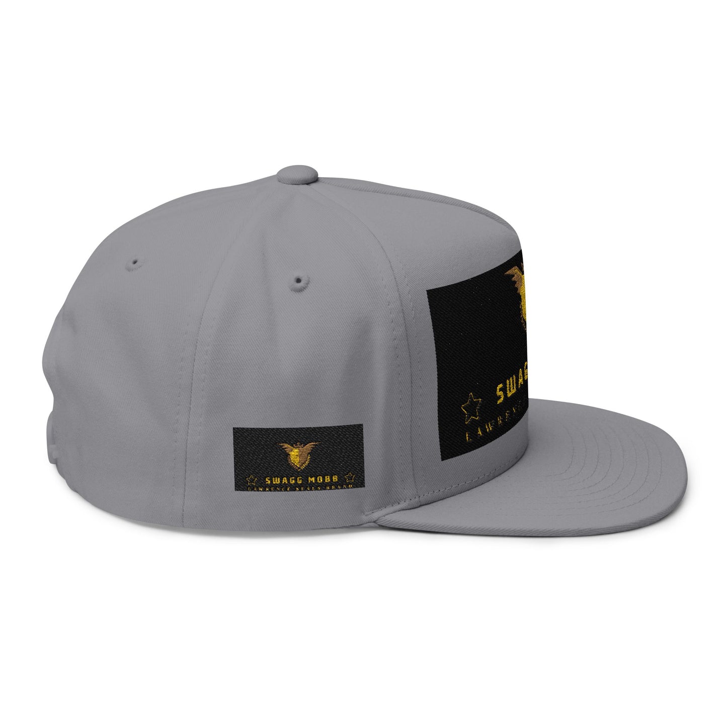 Swagg Mobb Embroidered Flat Bill Cap — Gold Eagle Logo Snapback